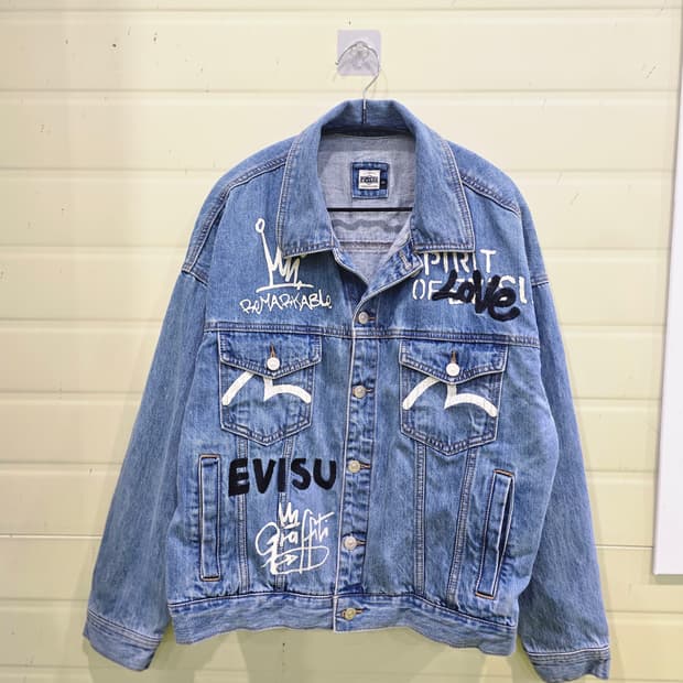 EVISU 에비수 데님 자켓 페인팅