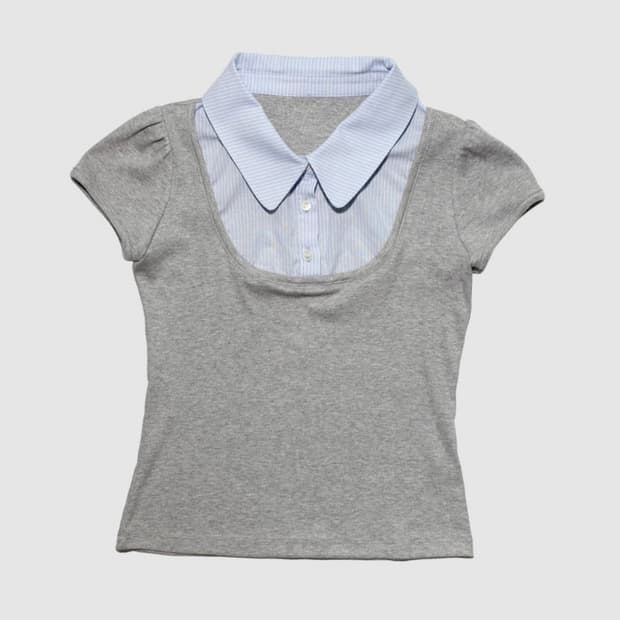 인앤양인하모니 Mix knit top, grey