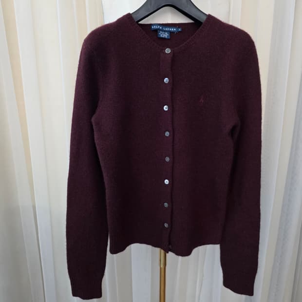 백화점 정품 폴로 랄프로렌 버건디 메리노울 가디건 S 여성