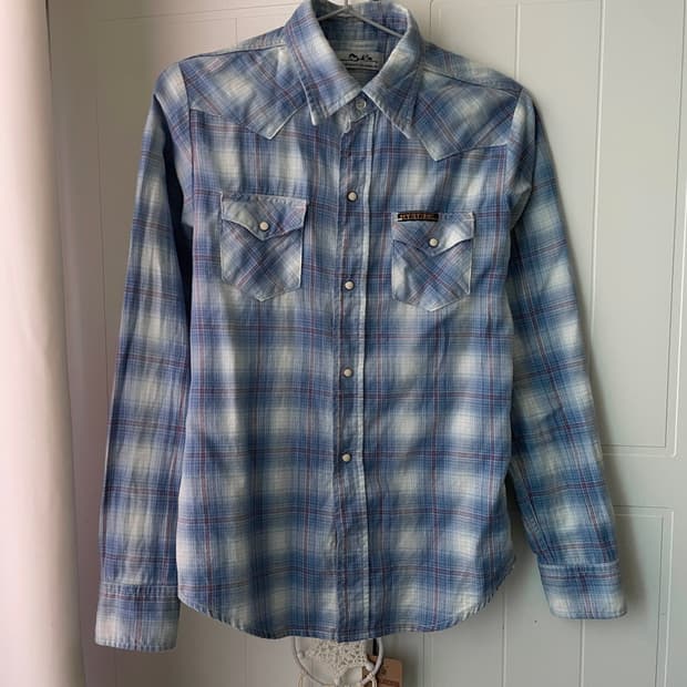 히스테릭글래머 블루 체크 셔츠