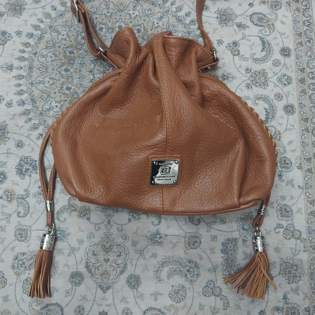 니콜밀러 브라운 래더 복조리백 (토트백 / 숄더백 가능)