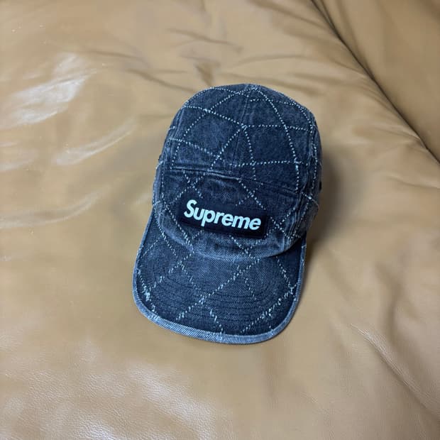 슈프림 캠프캡 모자 박스로고 23fw 펀치드 데님 블랙