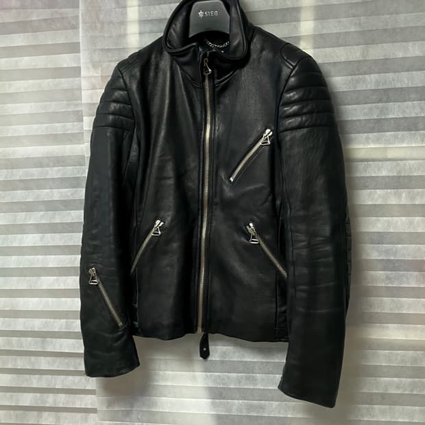 (105) System Homme 램스킨 바이커 자켓