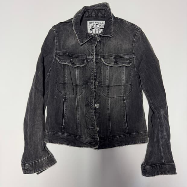 정품!! 여성 일본 쟈딕앤볼테르 빈티지 집업 흑청 자켓 Xs