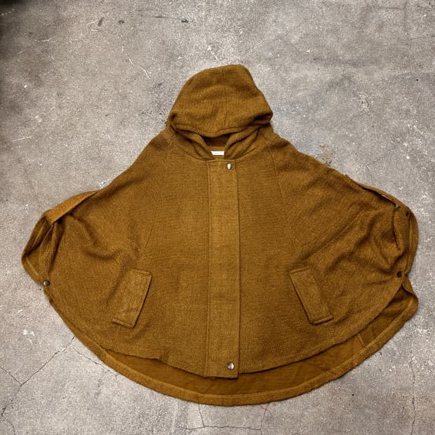 아크릴 울 후드 망토 집업