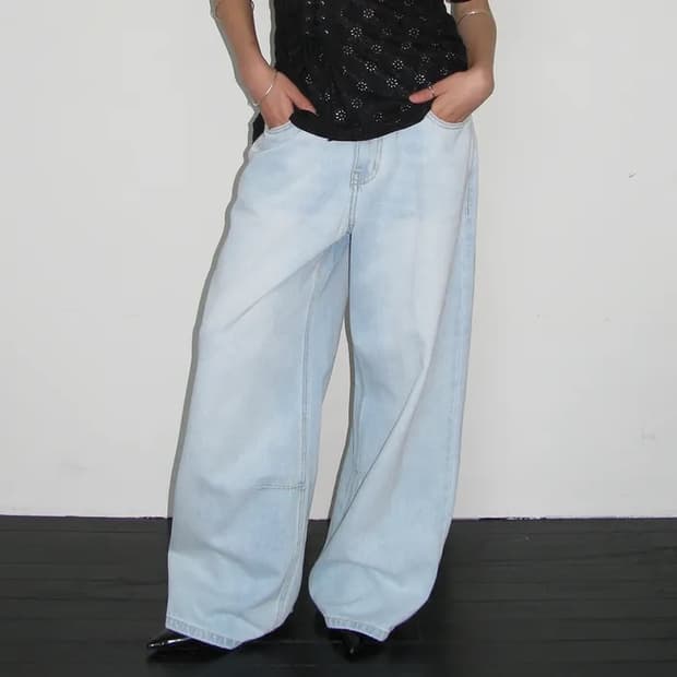 밀로우먼 빈티지 와이드 데님 팬츠 라이트블루