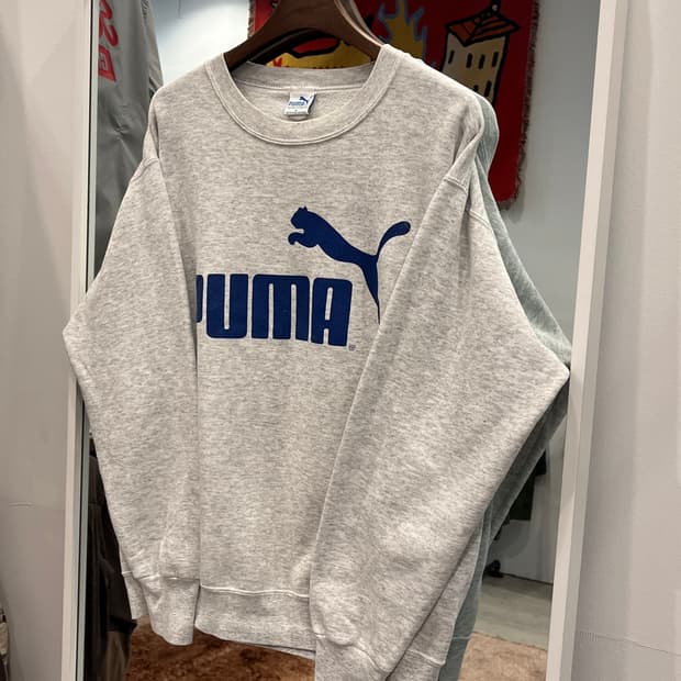 90s Puma 올드 푸마 빅 로고 스웻셔츠 (made in USA)