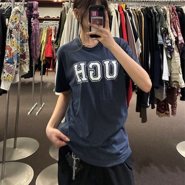M)Next Level Apparel 빈티지 레터링 네이비 반팔