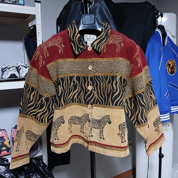해외판 TANTrums 얼룩말 특이한 원단 짜임의 자켓 빈티지