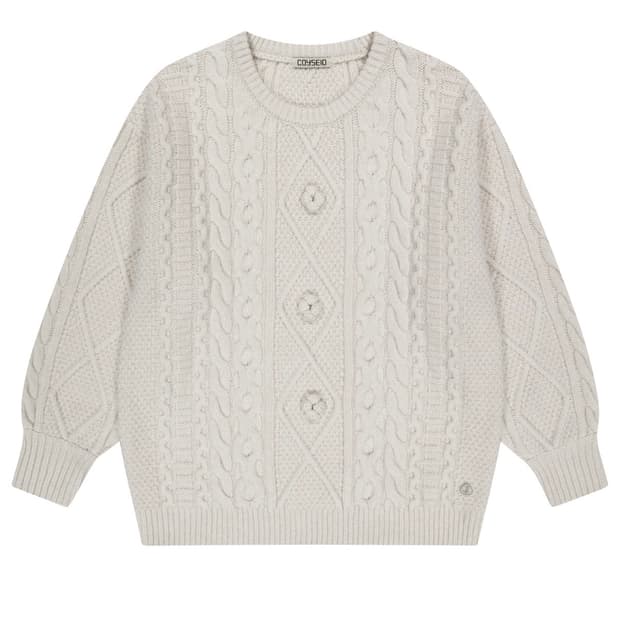 POMPOM CABLE KNIT IVORY