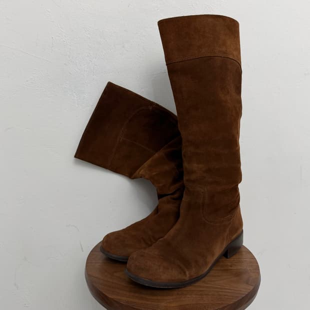 브라운 스웨이드 롱부츠 