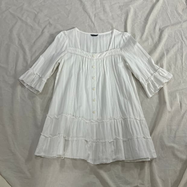모리걸 하구미 캉캉 레이스 프릴 블라우스 원피스 여리핏