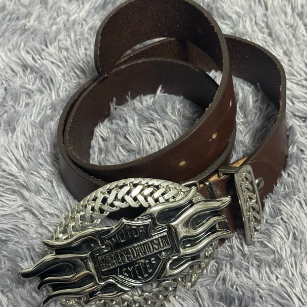 할리데이비슨 브라운 레더 벨트