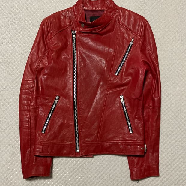 [46] 206옴므 웨스턴 무드 쉽스킨 양가죽 절개 레더 자켓