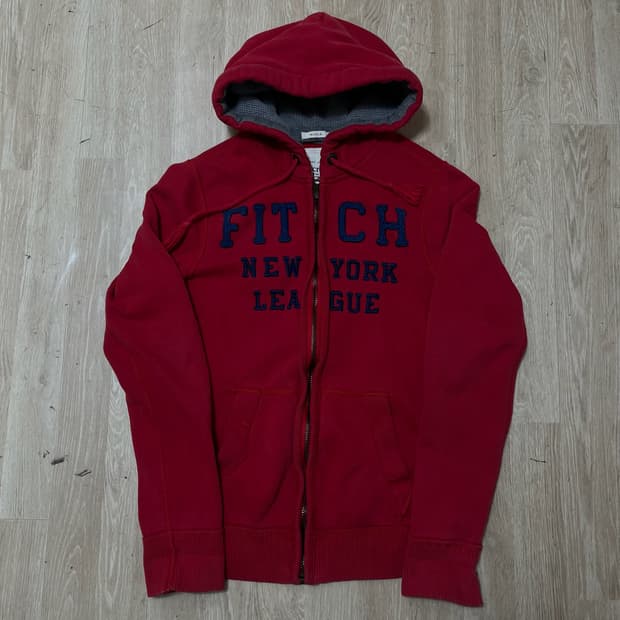 아베크롬비 빅로고 레드 후드집업 M/95 