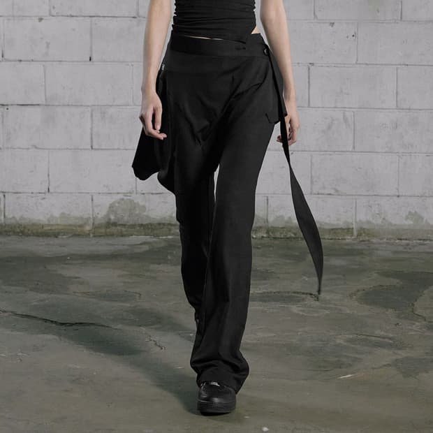 보헴서 FLARE LAYERED SKIRT PANTS (BLACK)