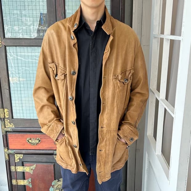 아르마니 레더 필드자켓