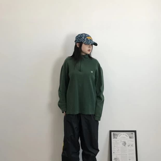 Chaps Green Quarter Zip Sweatshirt