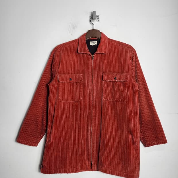 M 칸사이 진스 빈티지 레드 코듀로이 집업 자켓