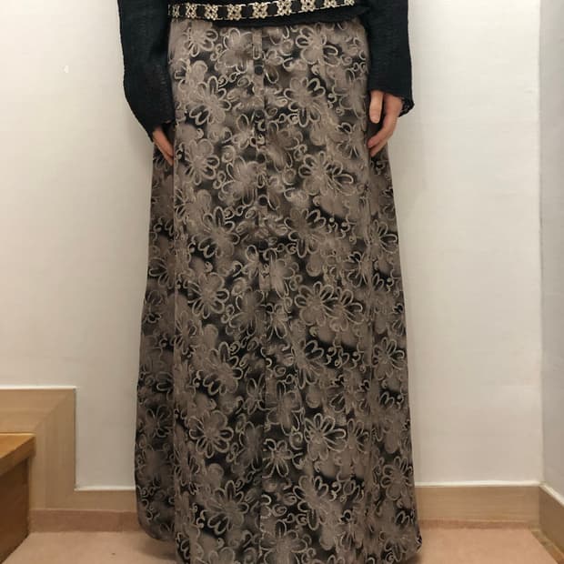 빈티지 브라운 오리엔탈 롱 스커트