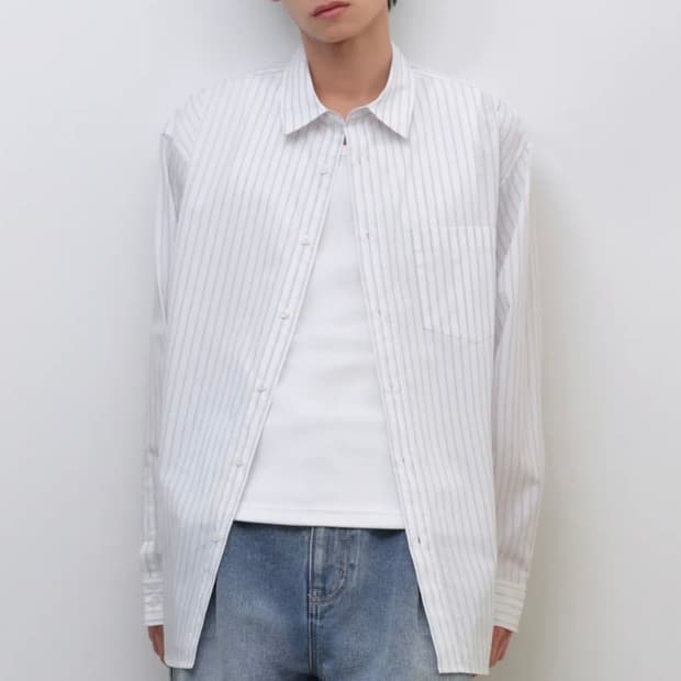 [M] 무신사스탠다드 릴렉스드 스트라이프 포플린 셔츠