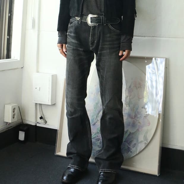 Lee 블랙 부츠컷 데님 팬츠 