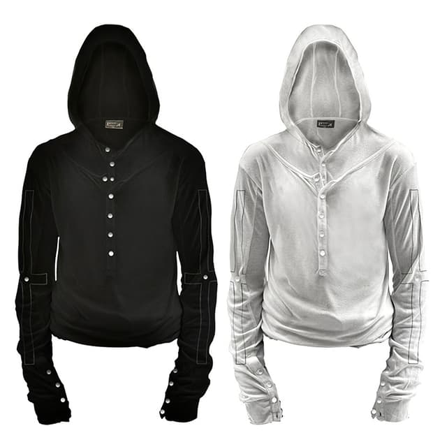 PAIKI 비엑세스 파이키 크로스 레이어드 후드 슬리브 티셔츠