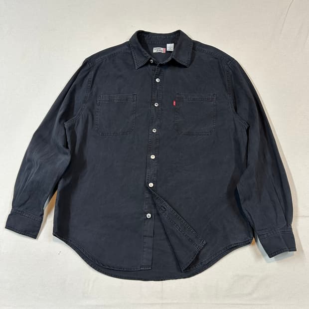 L) 리바이스 흑청 투포켓 워크 데님 셔츠 자켓 T버튼 타입