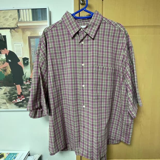 자라 반팔 체크 셔츠