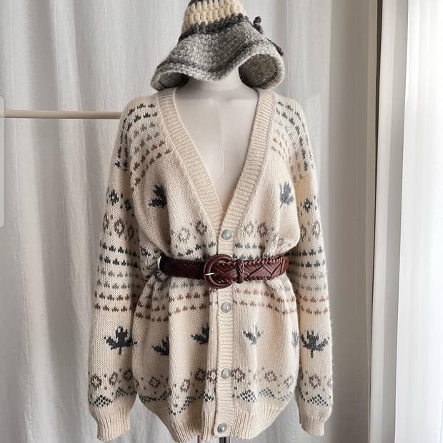 빈티지 캐나다 단풍 니트가디건