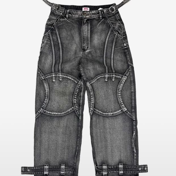 데프가먼츠 솔트워싱 더블니 데님팬츠