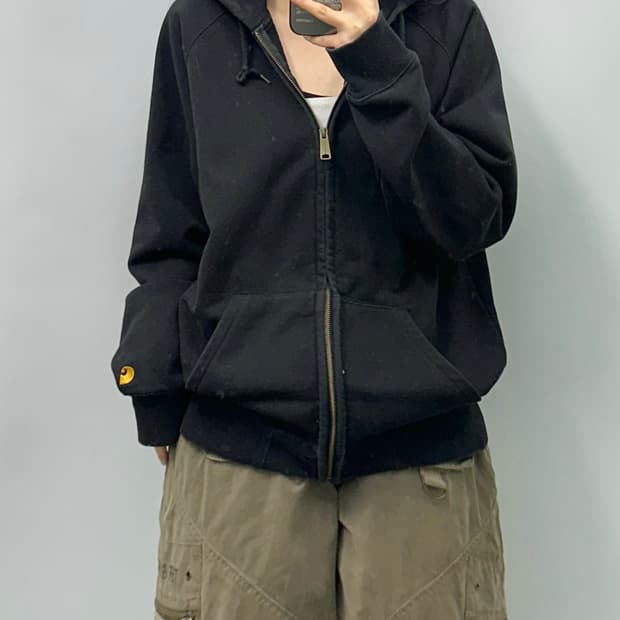 칼하트 손목로고 블랙 후드집업