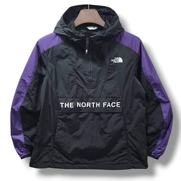 [XS] 노스페이스 블랙&퍼플 컬러블록 바람막이 아노락