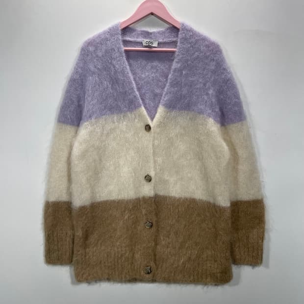 COS 코스 컬러 블록 모헤어 가디건