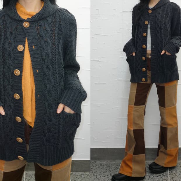 navy cable cardigan