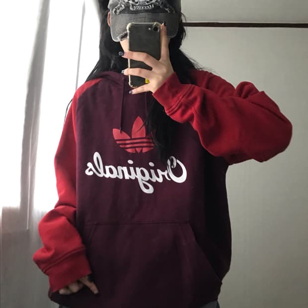 아디다스 버건디 나그랑 후드티