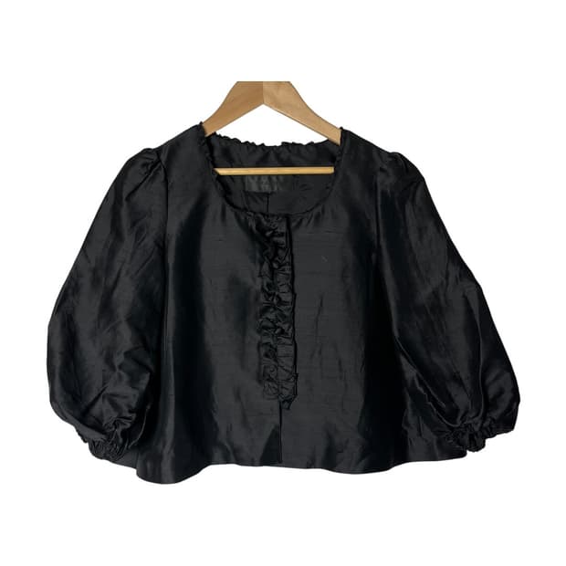 [FRAGILE] 빈티지 프릴 퍼프 스냅 블라우스