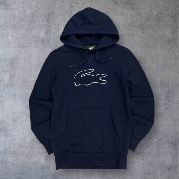 라코스테 네이비 컬러 빅로고 후드티