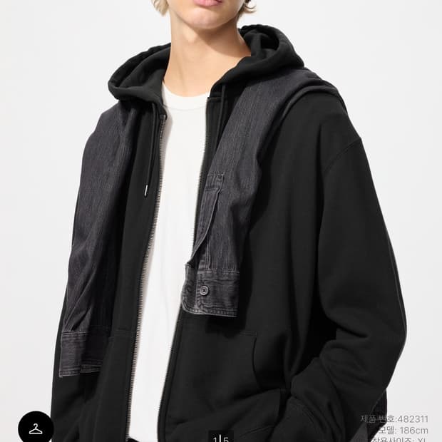 [L]유니클로 스웨트풀집파카 블랙