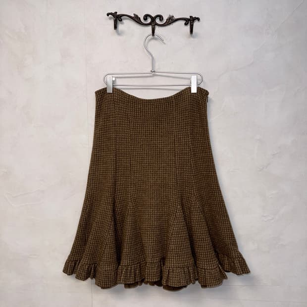 Ralph Lauren brown wool ruffle pleats sk