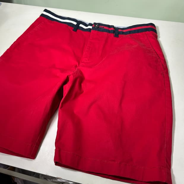 L-XL 타미힐피거 레드 코튼 쇼츠 반바지