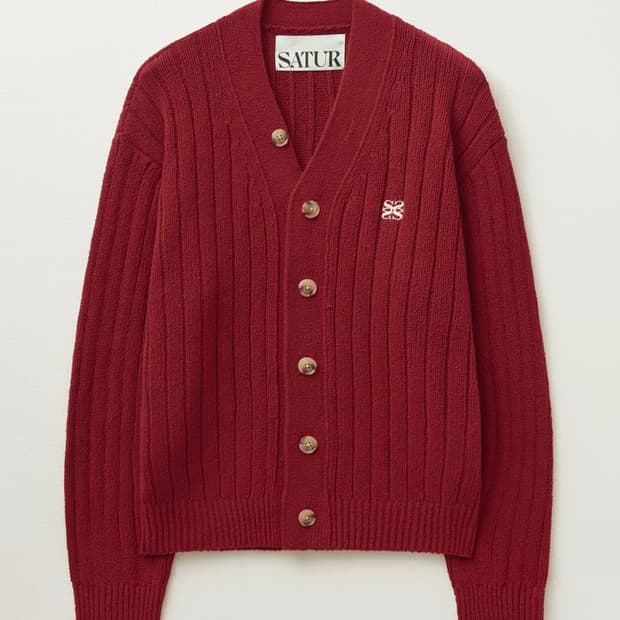 세터 가디건 레드 라지 사이즈 신품급 컨디션