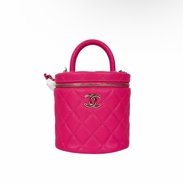 [OS] 샤넬 여성 코코 탑핸들 캐비어 카프스킨 베니티 크로스백 핑크