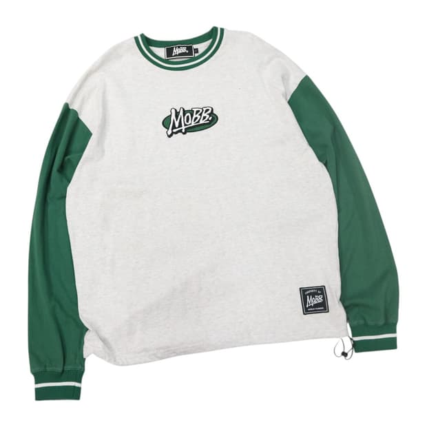 MOBB 몹 스트릿 로고 나염 스트링 그린 배색 맨투맨 (L)