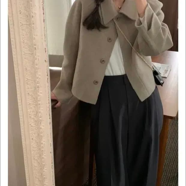 피터앤웬디 토프 숏 핸드메이드 코트 (메리노울+캐시미어) 카키베이지 색상