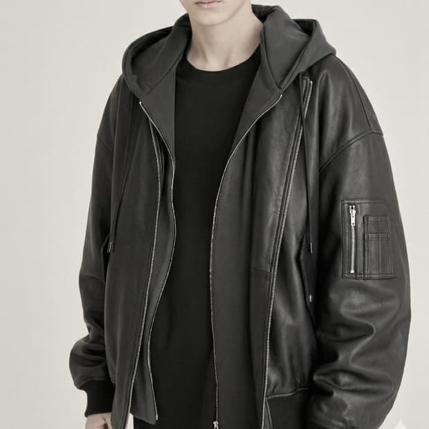 [L] 질스튜어트 뉴욕 램스킨 가죽 후드 MA-1 마원 점퍼