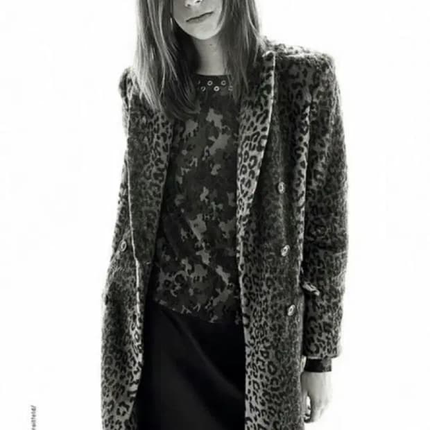 CR x 유니클로 레오퍼드 호피 퍼 코트