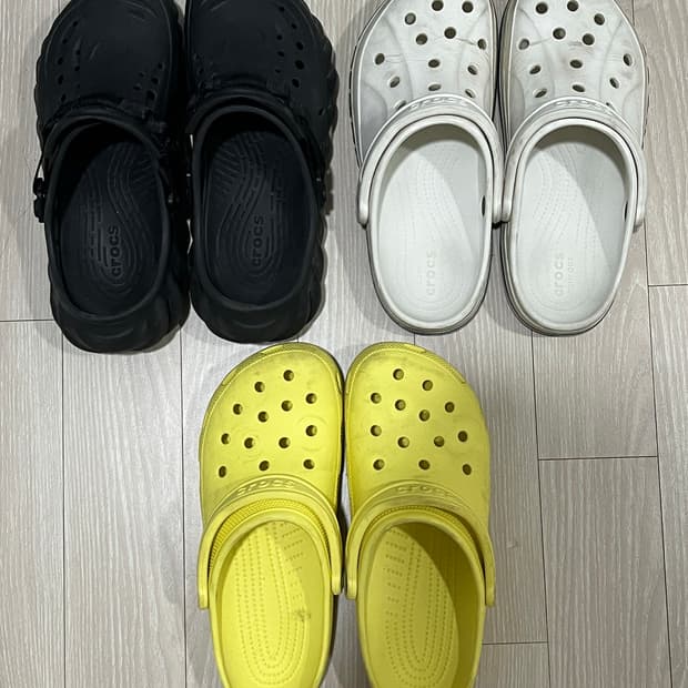 크록스 에코클로그 화이트/옐로우/ 블랙