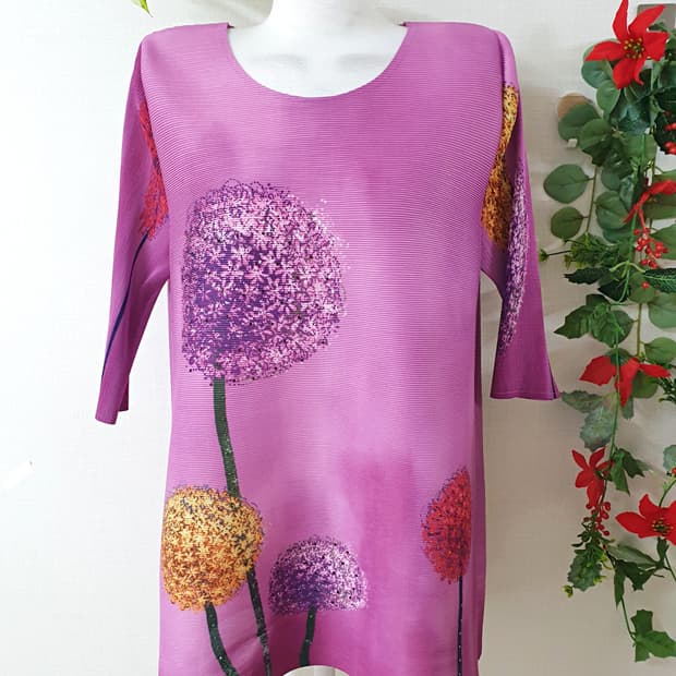 Rizzi 21SS 플리츠 주름 블라우스 77 라벤더 