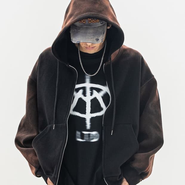 매스노운 워시드 포턱 오버핏 후드 집업 L